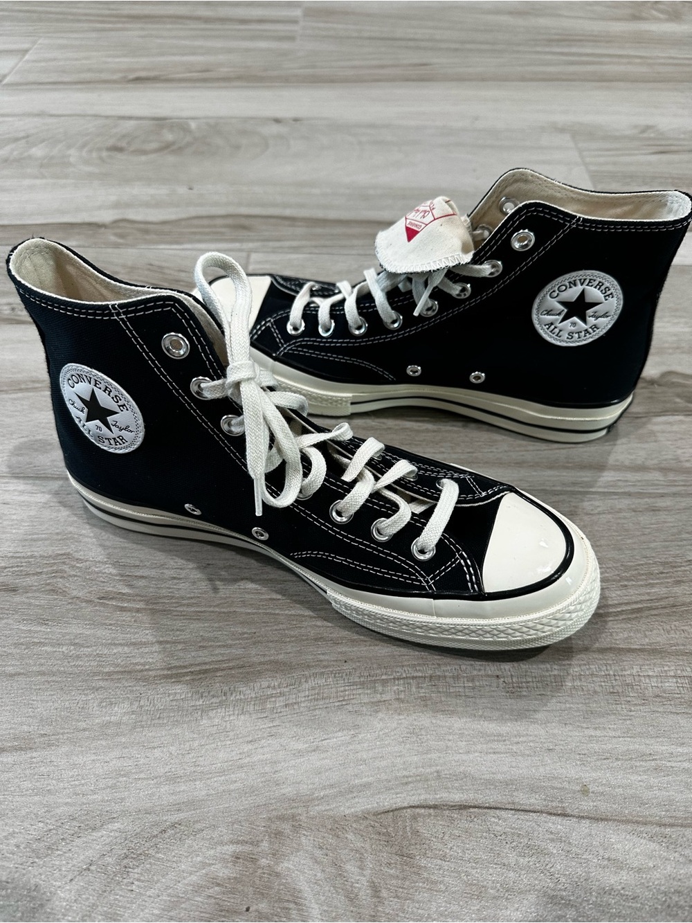 Converse Chuck Taylor Classic Black High-Top Canvas Sneakers, White Toe Size 8 - Picture 5 of 5